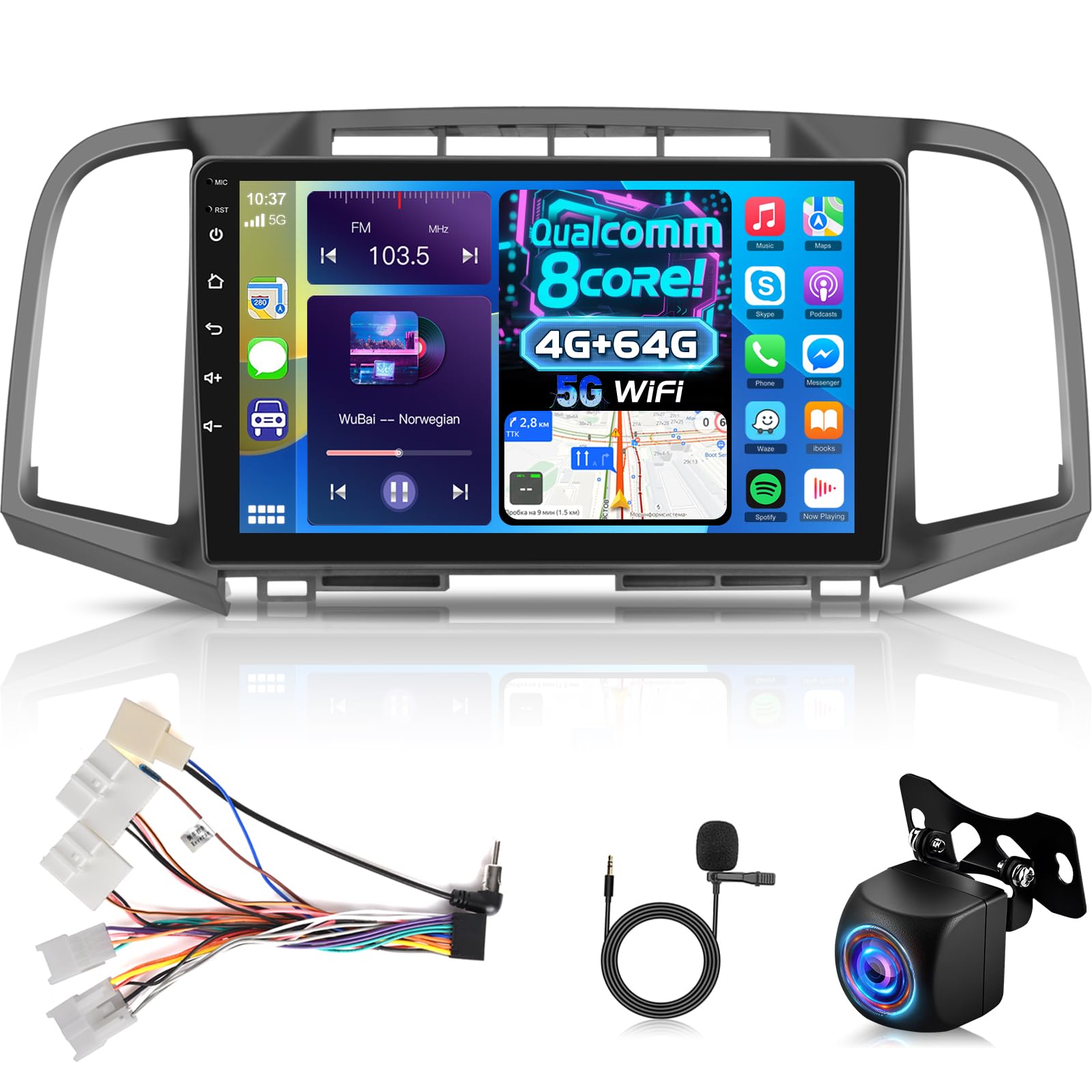 Photo 1 of [8 Core 4+64G] Android Radio for Toyota Venza 2008-2016: NHOPEEW 9 inch IPS Touch Screen Venza Carplay Radio - Cooling Fan, 3D Car Model, 5G/WiFi, DSP Hi-Res, Custom UI Design + AHD Backup Camera