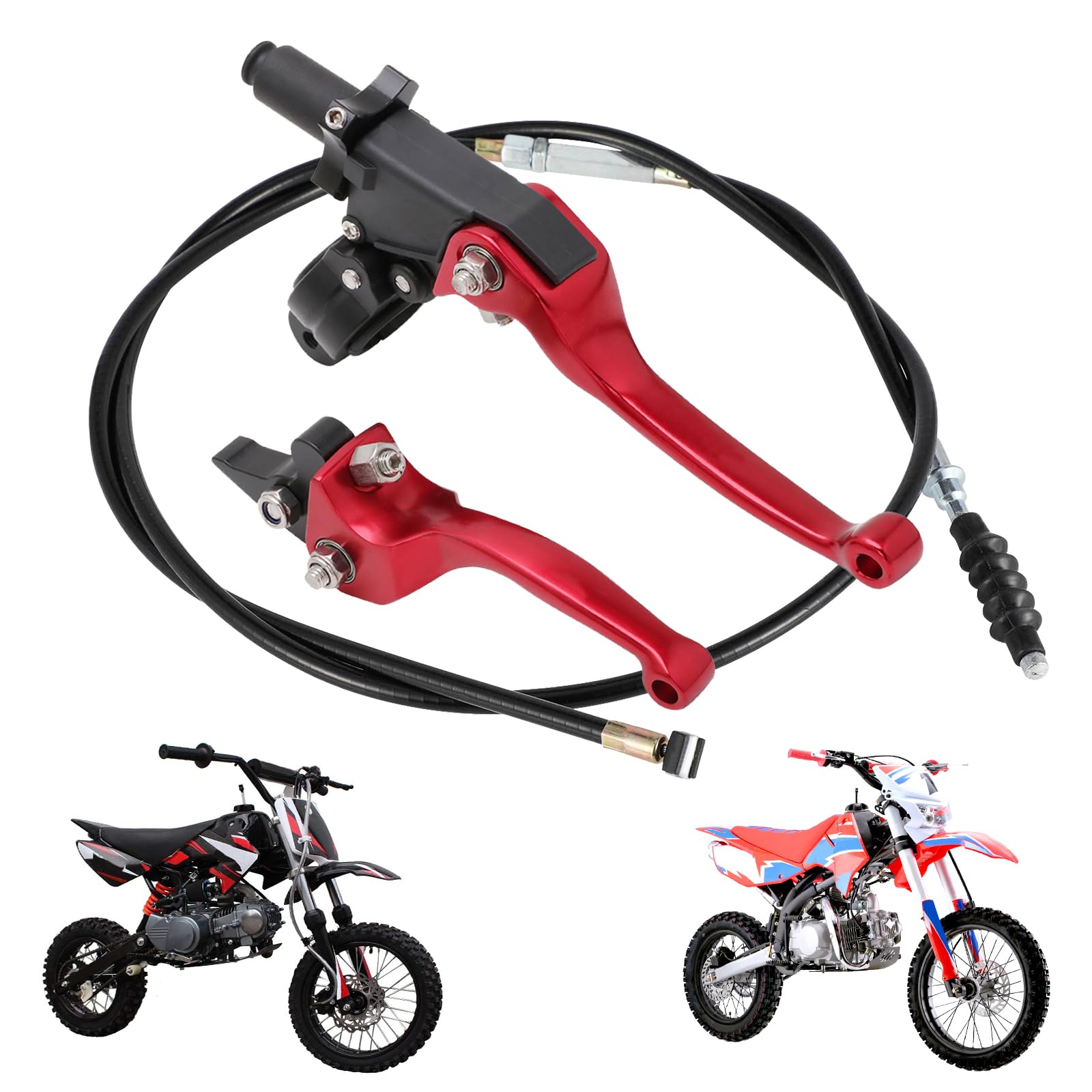 Palanca de freno de embrague de motocicleta de 22 mm + cable de embrague universal para 110cc 125cc 140cc 150cc SSR Apollo RFZ 125 DBX18/19 Xpro Coolster Thumpstar Baja Dirt Pit Bike Rojo