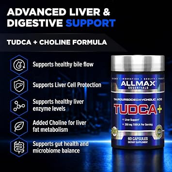 ALLMAX TUDCA Capsules, 60 Count | Supports Liver Health, Promotes Healthy Bile Flow, TUDCA & NAC Blend, Antioxidant Support, Vegan Formula