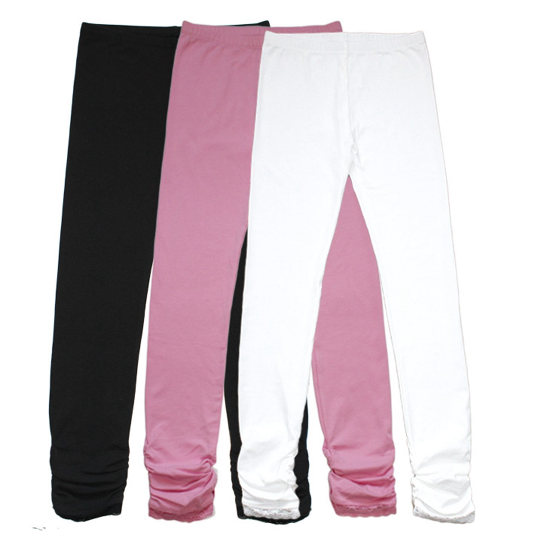 Bienzoe Niña Uniforme escolar Tejer Algodón Tramo 3 leggings Paquete