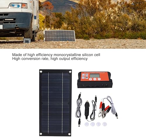 Miniatura 5 de Kit de panel de energía de 600 W con controlador de carga de 100 A, cable de extensión, clip de batería, cargador portátil para RV camping al aire