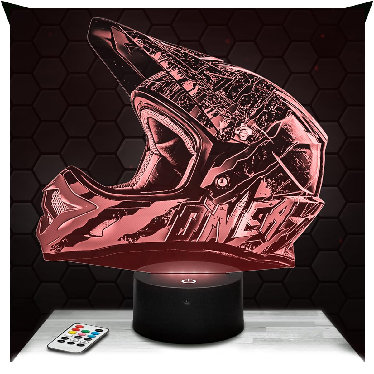 Lampephoto.fr - Motorcycle Cross Helmet 3D Lamp, Night Light 3D LED Illusion Lamp, Decoration for Biker, Gift Idea for Men, Night Light for Children's Bedroom, Gifts Idea for Boys, Christmas, gift TOP