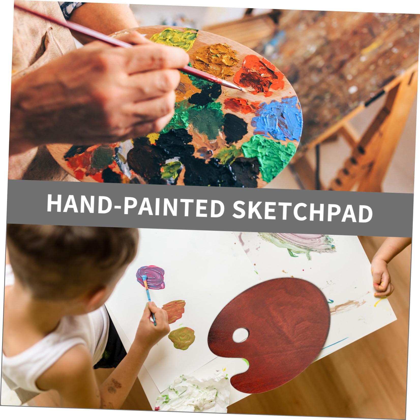 Palette Peinture en Bois pour Artistes 30x40 Cm Couleur Noyer Palette Mélange Pigments Aquarelle et Huile Accessoire Peinture Artistique et Scolaire