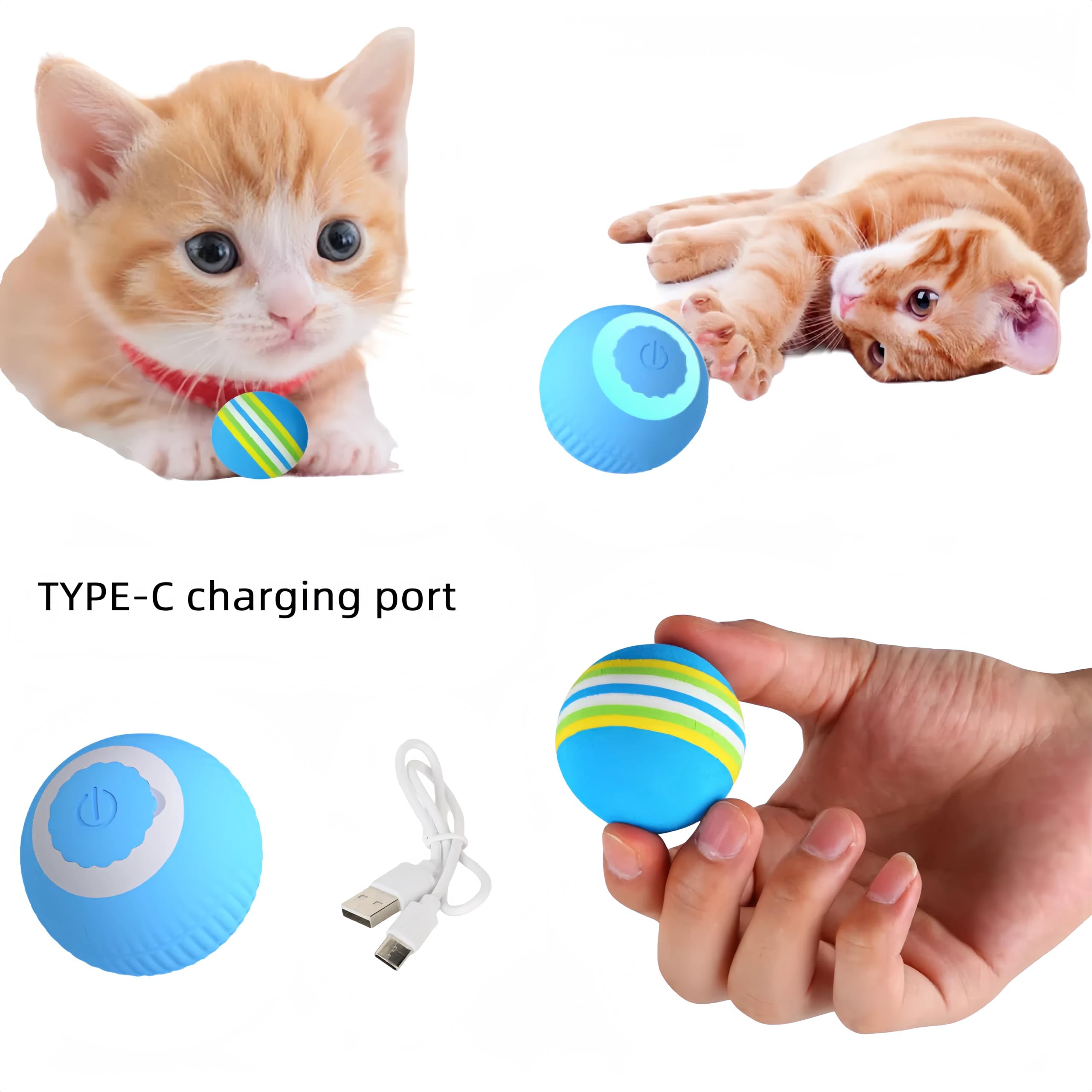 Wloom Power Ball 2.0 - Giocattolo per gatti, giocattolo interattivo per gatti, giocattolo interattivo per gatti di piccola taglia, palline giocattolo per cani di piccola taglia, gioco