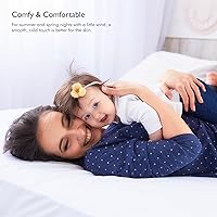 Vista 8 de LINENWALAS - Sábana encimera tamaño Queen, rayón derivado de la seda de bambú, sábana de cama transpirable y refrescante de primera calidad, sábana
