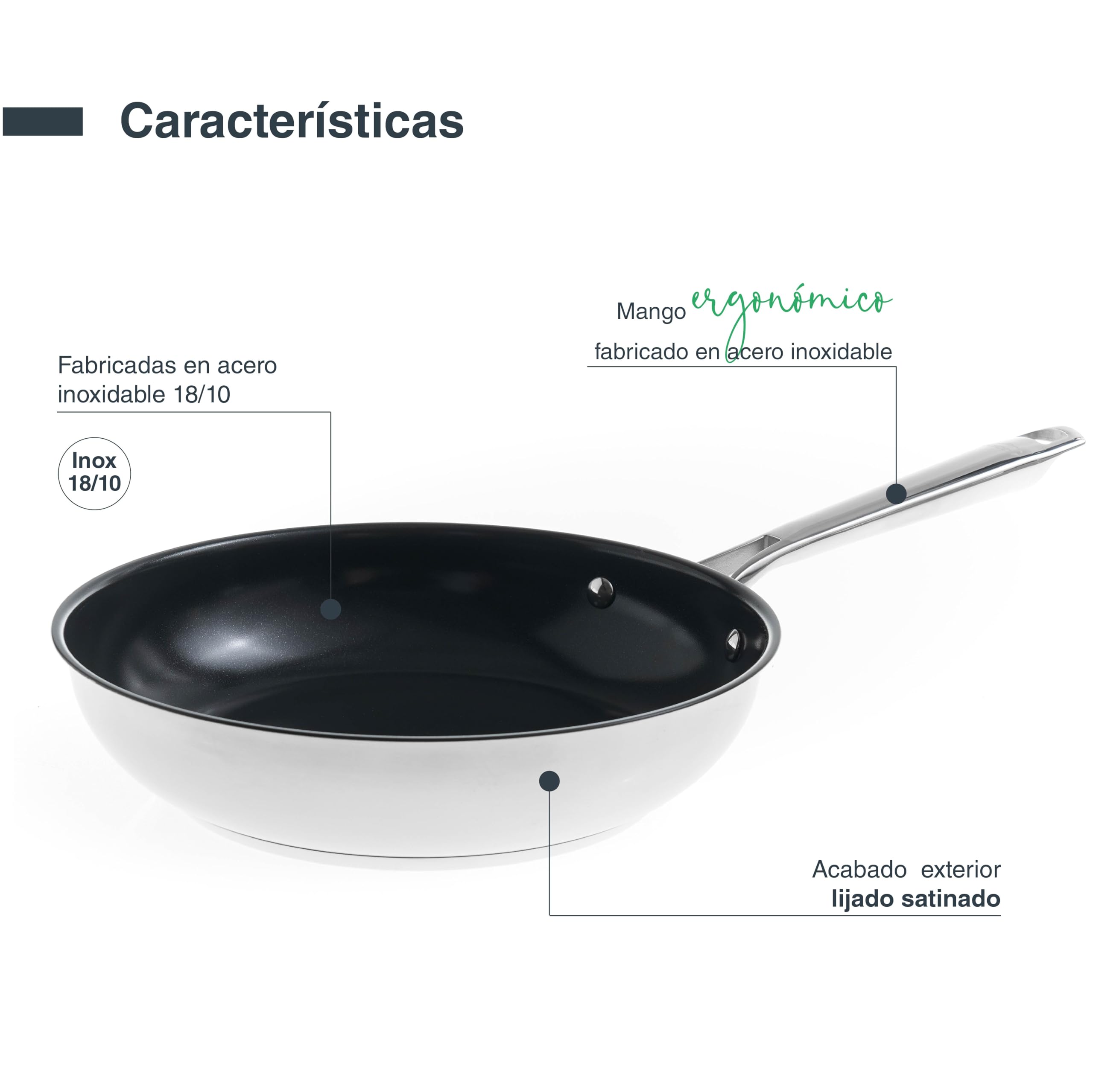 LACOR 44328 - Sartén Antiadherente Cuisine, Antiadherente Cerámico Fusion