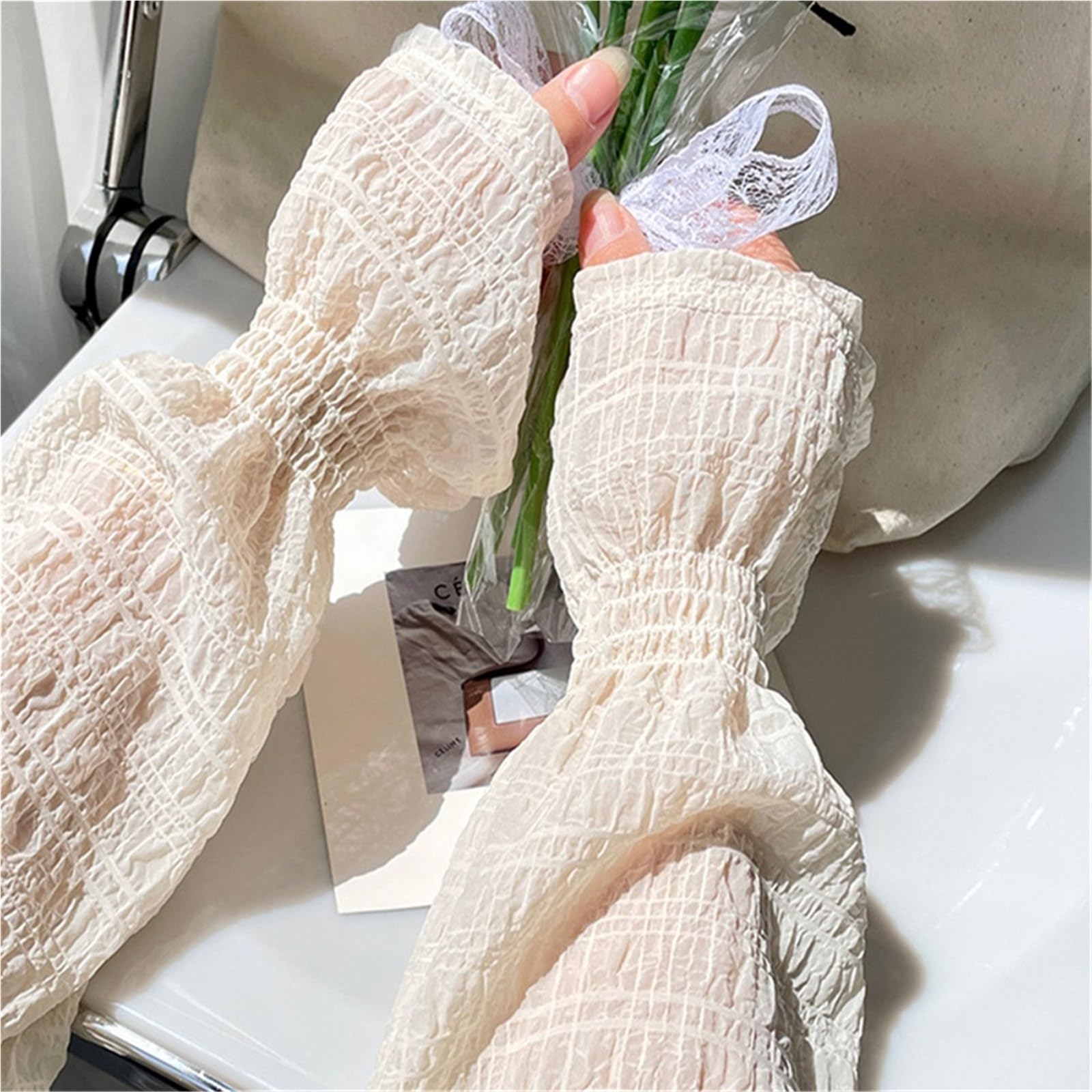 2 Pares de Guantes Largos sin Dedos Verano para Ciclismo