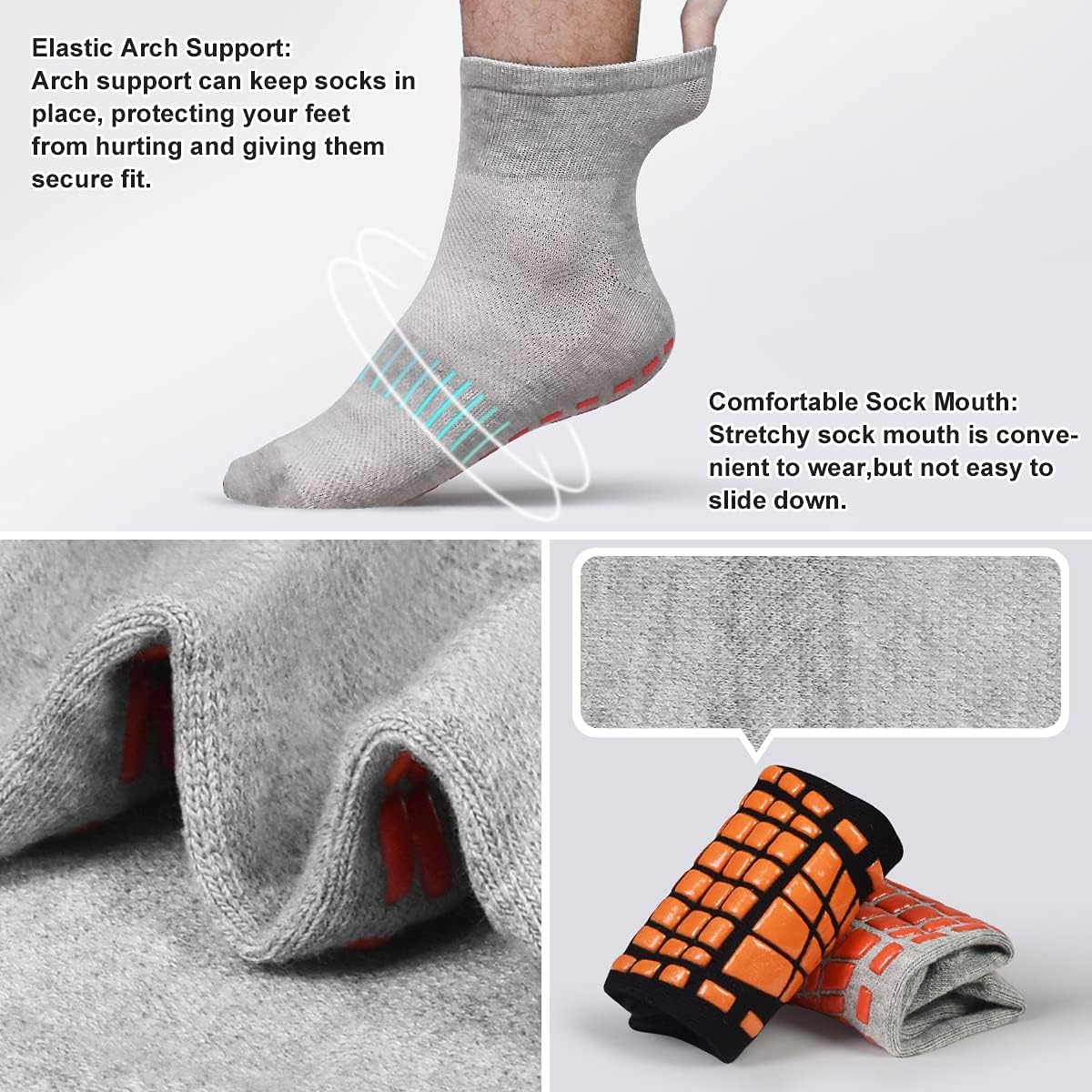 Tphon Rutschfeste Herren-Socken für Yoga, Pilates, rutschfeste Socken für Herren, 3 Stück, Hausschuhe, Krankenhaussocken für Erwachsene und ältere Menschen