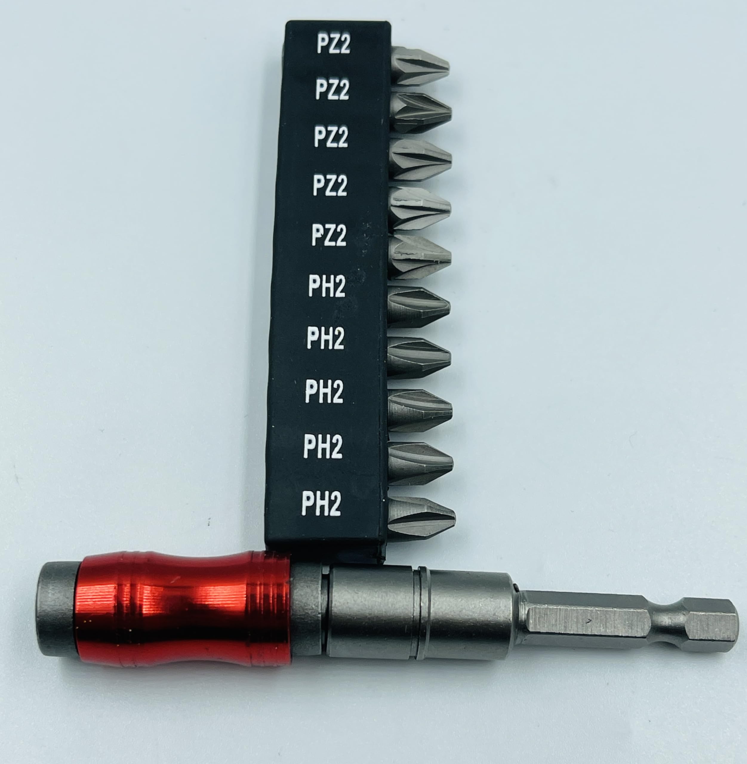 UKDD Angled Bit Holder with 10 bits and 1/4 Magnetic hex Shaft 20* Adjustable Head 1/4" Hex - Image 3