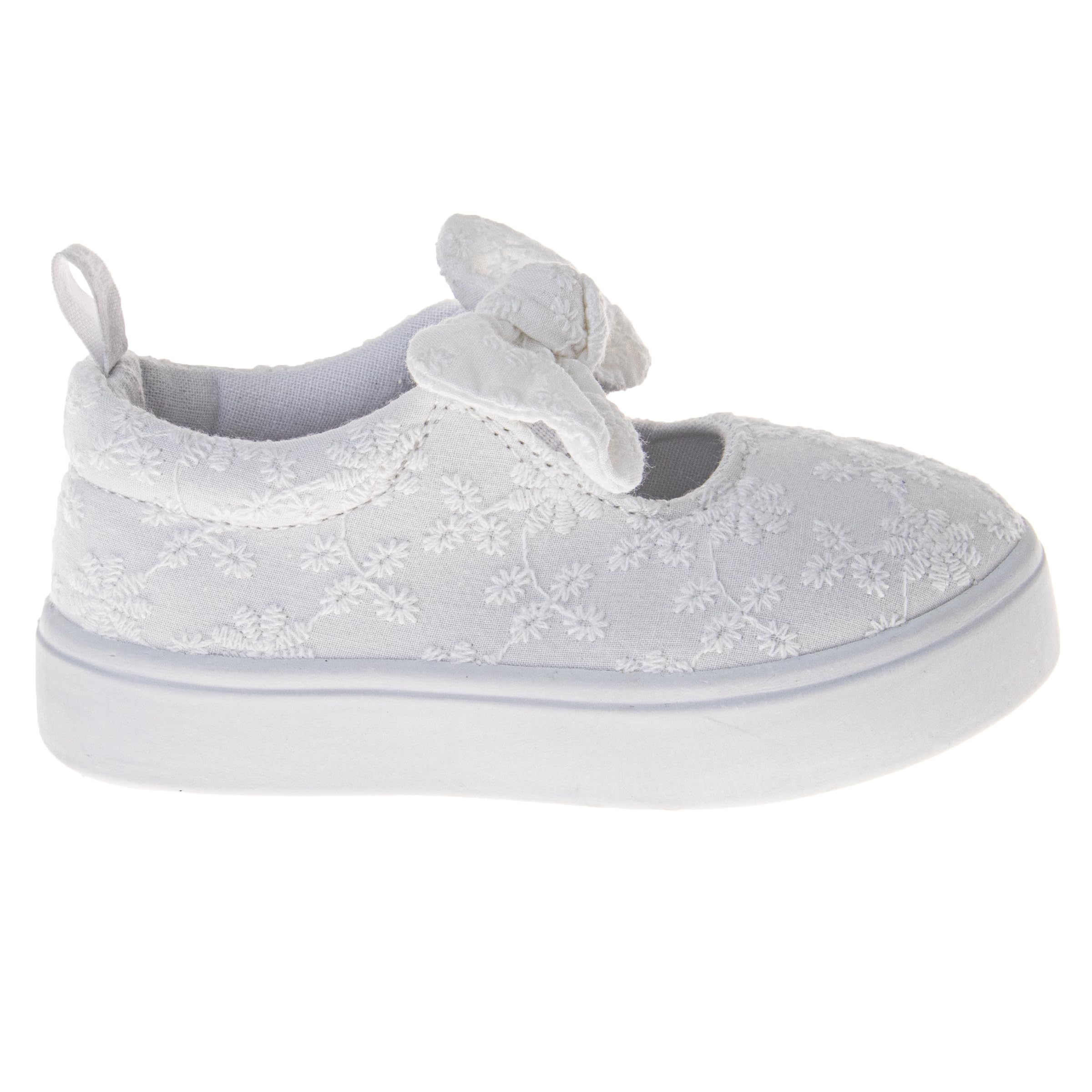 Laura Ashley Toddler Girl Shoes - Slip On Wedding Party Casual School Mary Jane Shoes for Girls - White 6 Toddler