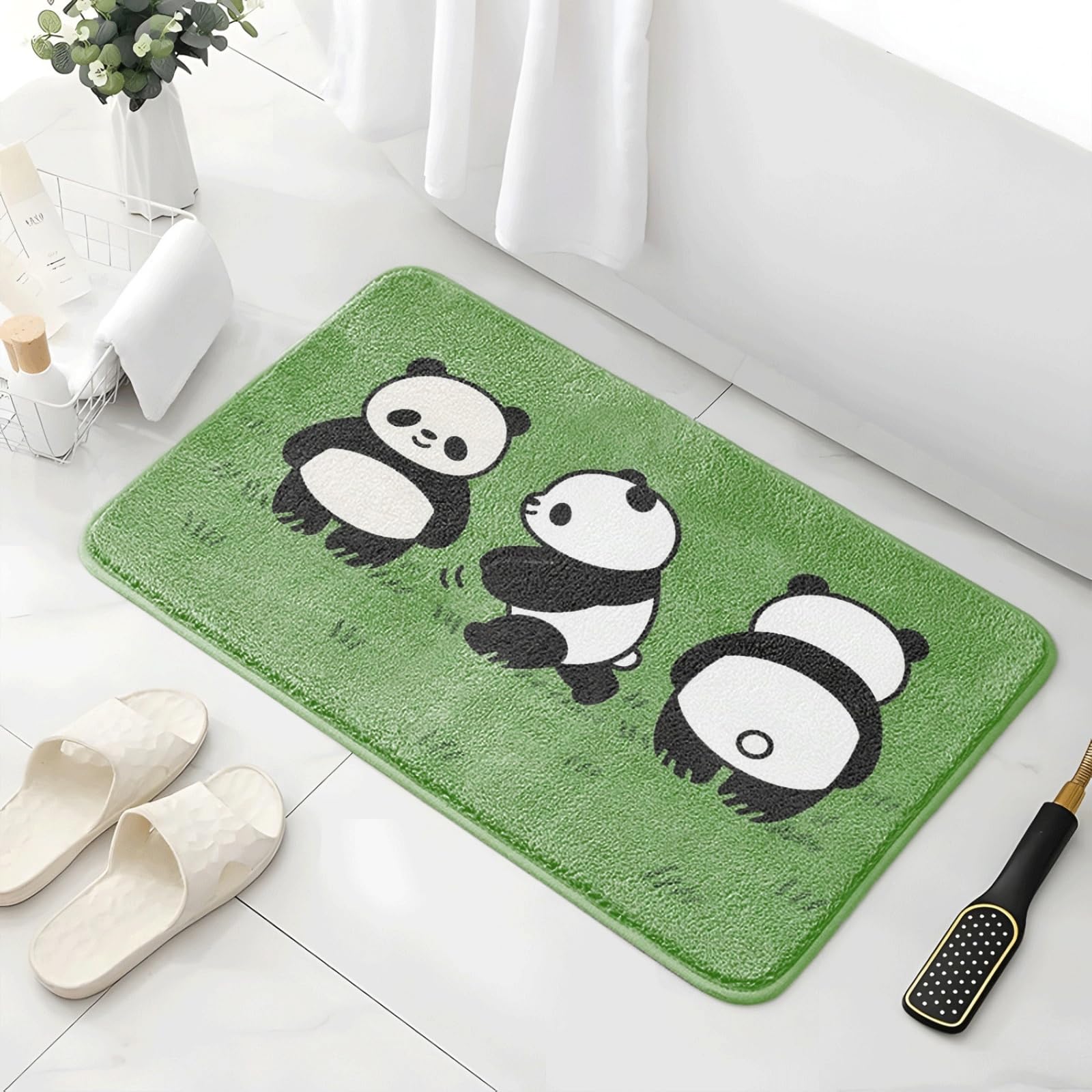 Alfombra De Baño 50X80Cm Negro Blanca Panda Alfombras Baño Antideslizante,Microfibra Absorbente Alfombrilla,Lavable A Máquina,Suave Y Acogedora,para Dormitorio Sala Estar