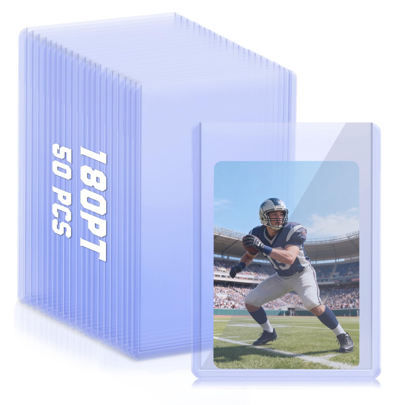 DEDC 50 Top Loader Thick Card Load Holder Storage for Trading Cards Sports Sleeves Hard Plastic 180 Point Protective Toploaders 3"x4" Rigid Memorabilia Collectibles