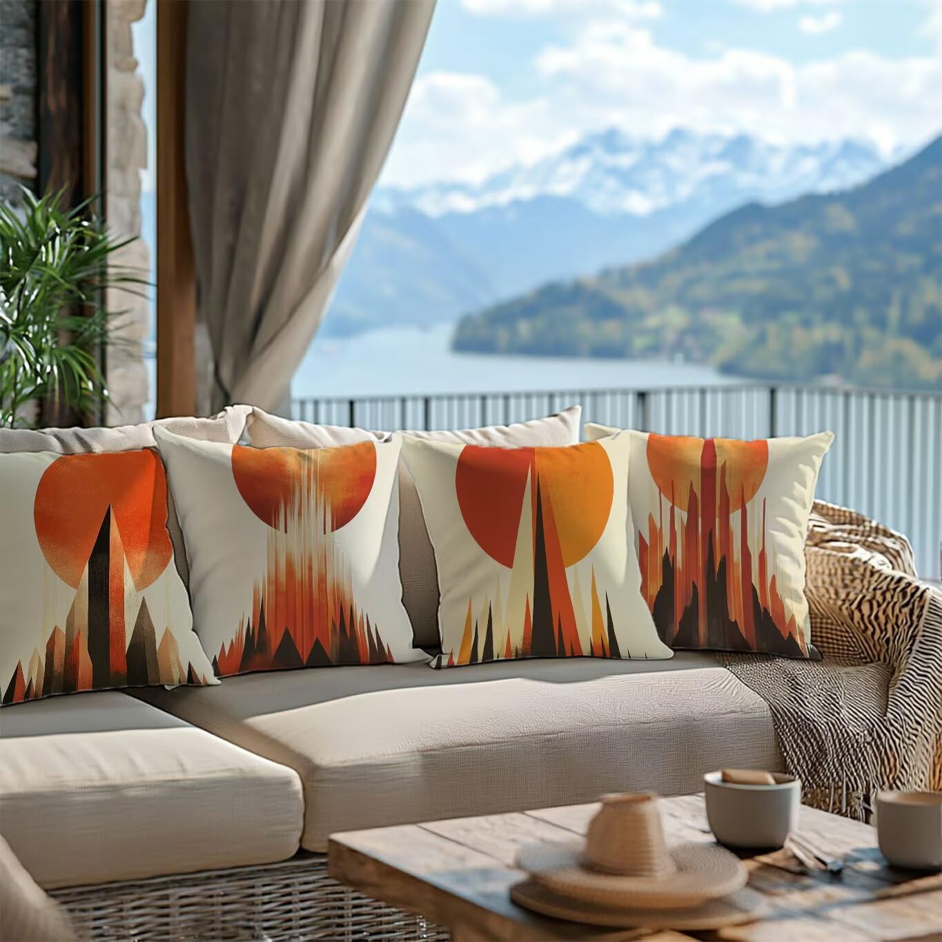 Samt Kissenbezug Sonne 4 Stück Quadratisch Outdoor Kissen 45x45 GJ-43