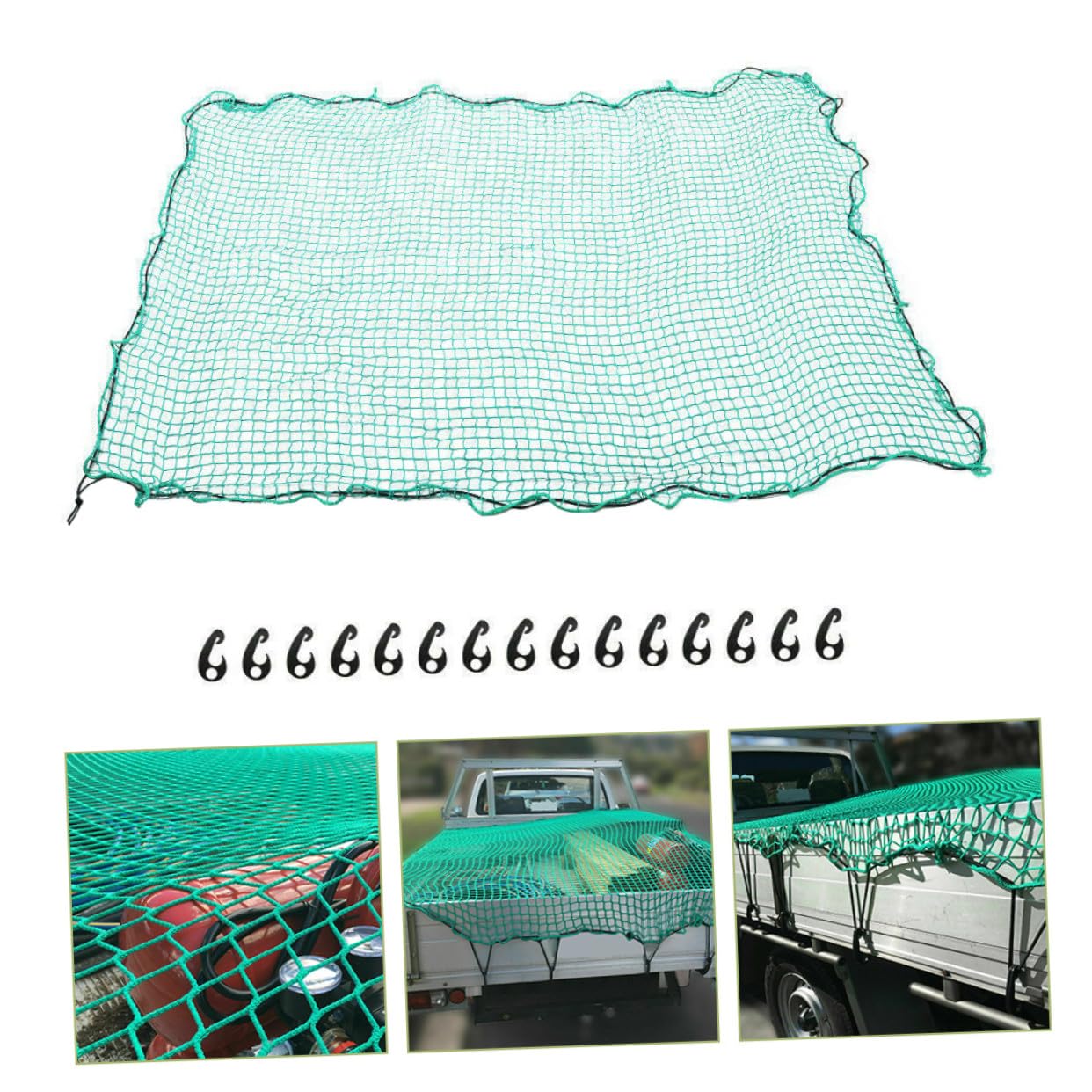 Rete di Carico per Cassone di Pick-up in Nylon Resistente All'abrasione con Elastici e 15 Ganci per Trasporto Sicuro Durante Campeggio e Trasloco