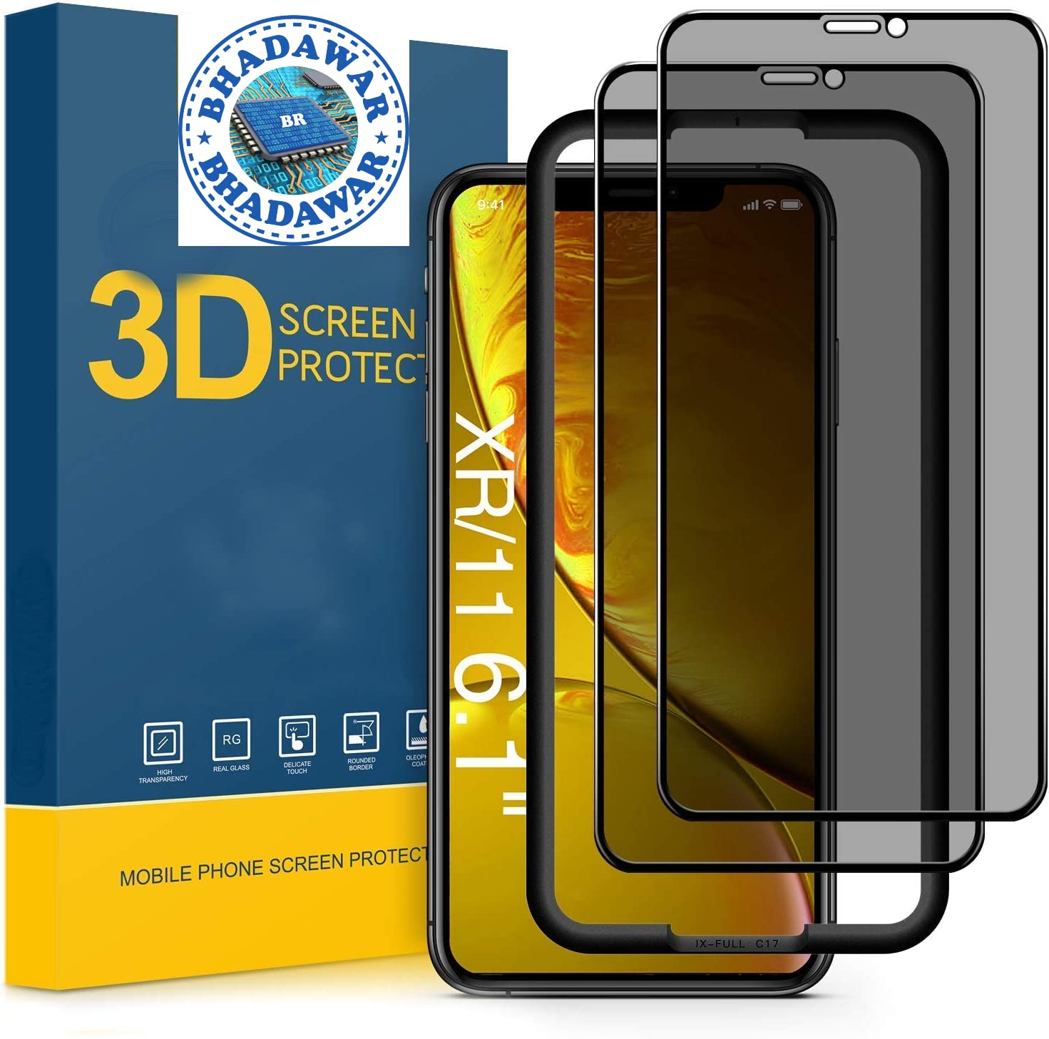 BHADAWAR (Pack of 2 Privacy Screen Protector For Iphone 11 And Iphone XR, Anti-Spy Tempered Glass Screen Protector For Iphone 11/ XR, Bubble Free, (Case Friendly) and Easy Installation kit (B0D721PZT6) Amazon Price History, Amazon Price Tracker