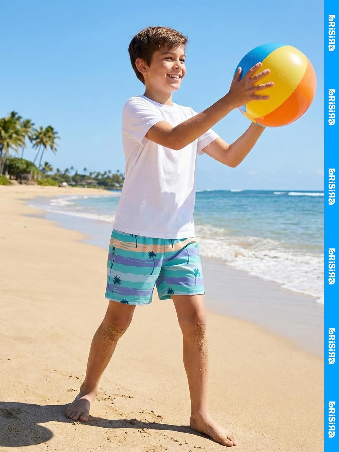 BRISIRA Boys Swim Trunks with Compression Liner 5-16 Years Youth Bathing Suit Quick Dry Swim Shorts Anti-Chafe Pocket - Image 2