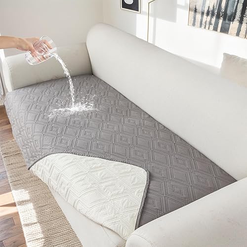 Miniatura 11 de Genina Funda de sofá 100% impermeable para sofá de 3 cojines, fundas de sofá antideslizantes lavables para sofá modular en forma de L, protector de
