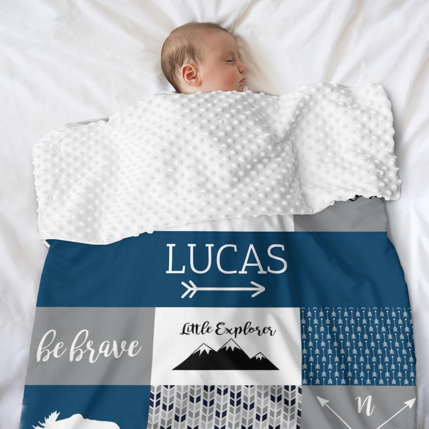 Personalized Baby Boy Gifts - Baby Blanket Customized with Name - Deer Baby Blanket - Woodland Nursery Décor - Personalized Baby Gifts - Image 4