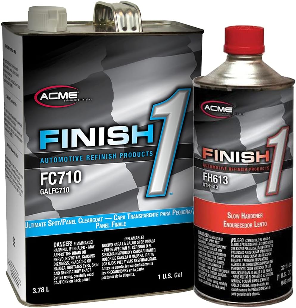 acme Finish 1 Ultimate VOC Spot/Panel Gloss Clearcoat Kit | High Solids, Urethane Clear Coat for Spot and Multi Panel Repairs, 1 Quart Slow Hardener Included | GallonQQ