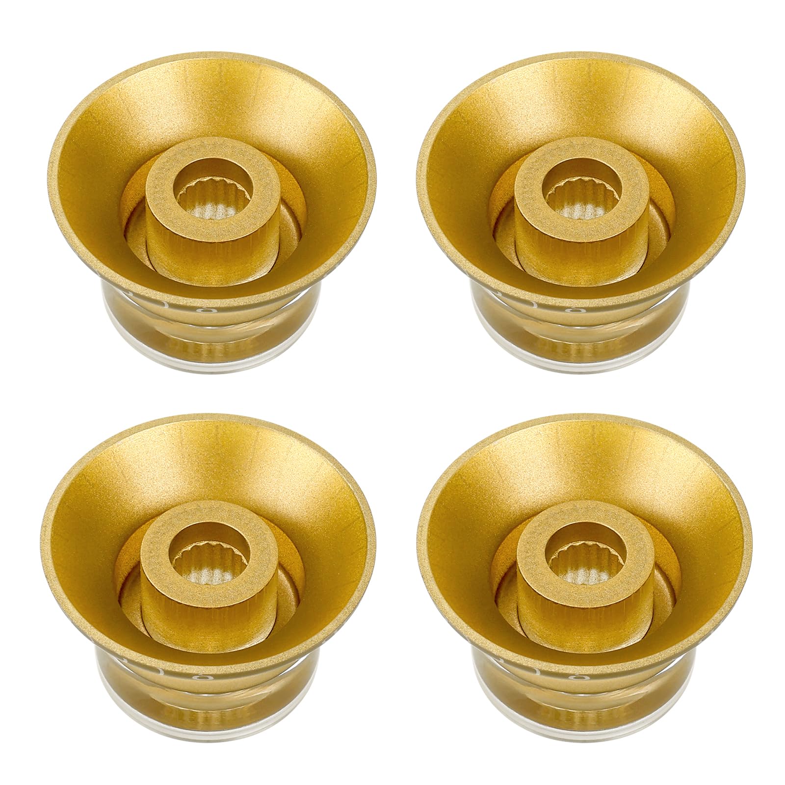 Boutons De Commande Années 60 Pour Epiphone Les Paul SG - 2 Tonalité + 2 Volume, Aluminium, 6mm 18 Cannelures - Lot De 4 Ambre