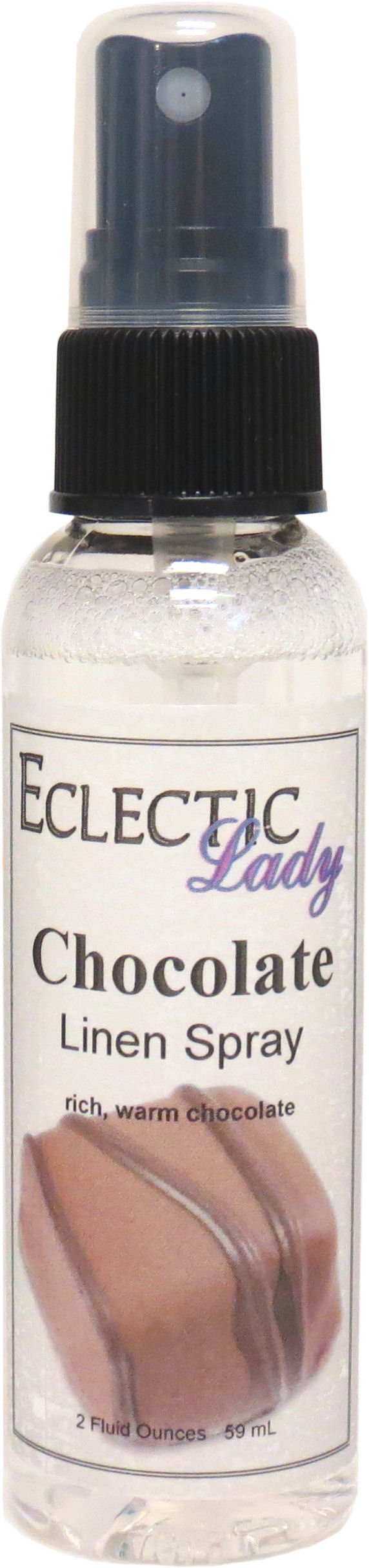 Chocolate Linen Spray, 2 ounces - Eclectic Lady Sheet and Linen Spray - No Artificial Colors, Parabens, or Preservatives - Long-Lasting Scent for Bed, Fabric & Pillow