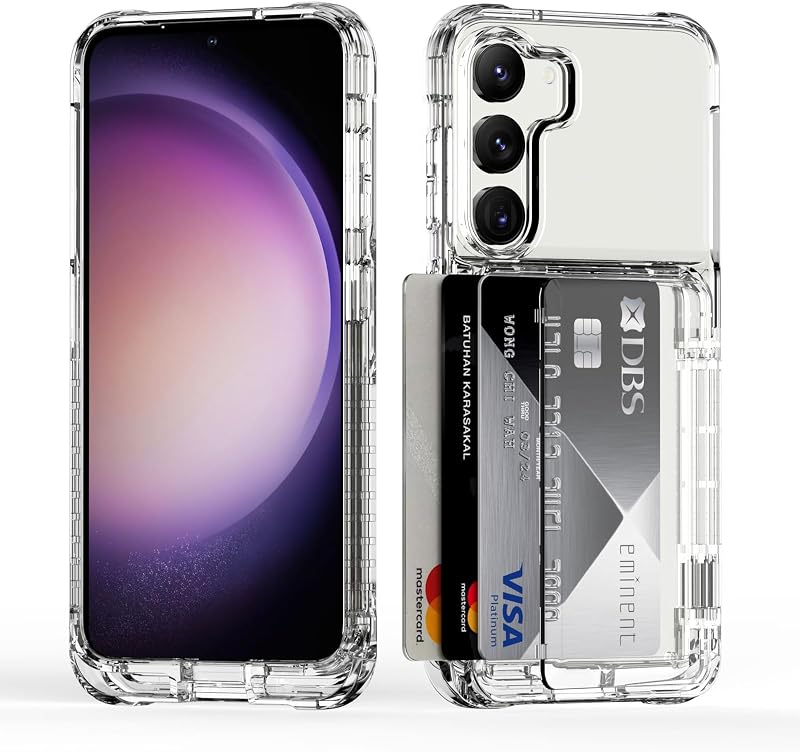 ACANDYA for Samsung Galaxy S23 Case Wallet Clear with Credit Card Holder | Transparent Cover for Samsung Galaxy S23 6.1 inches Protective Case Heavy Duty Protection Shockproof Anti-Scratch Anti-Yellow