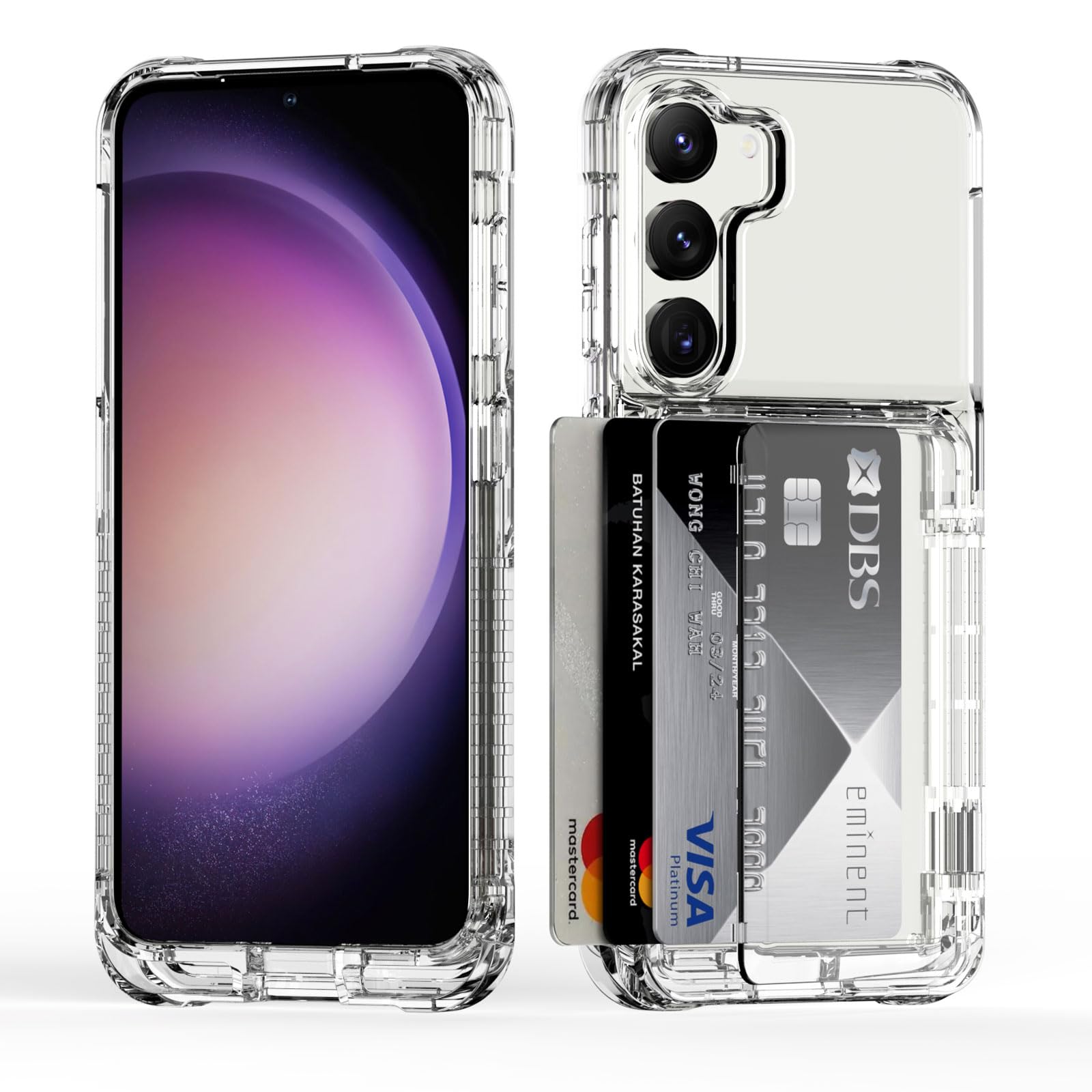 ACANDYA for Samsung Galaxy S23 Case Wallet Clear Protective Case with Credit Card Holder Heavy Duty Protection Shockproof Anti-Scratch Anti-Yellow Cover for Samsung Galaxy S23 6.1 inch Transparent