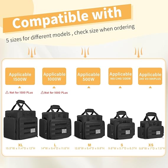 Portable Power Station Carrying Bag Compatible with Jackery Explorer 160/240/240 v2/300/300 Plus, Travel Carrying Case Power Station Storage Bags with Pockets for Jackery Solar Generator&Accessories