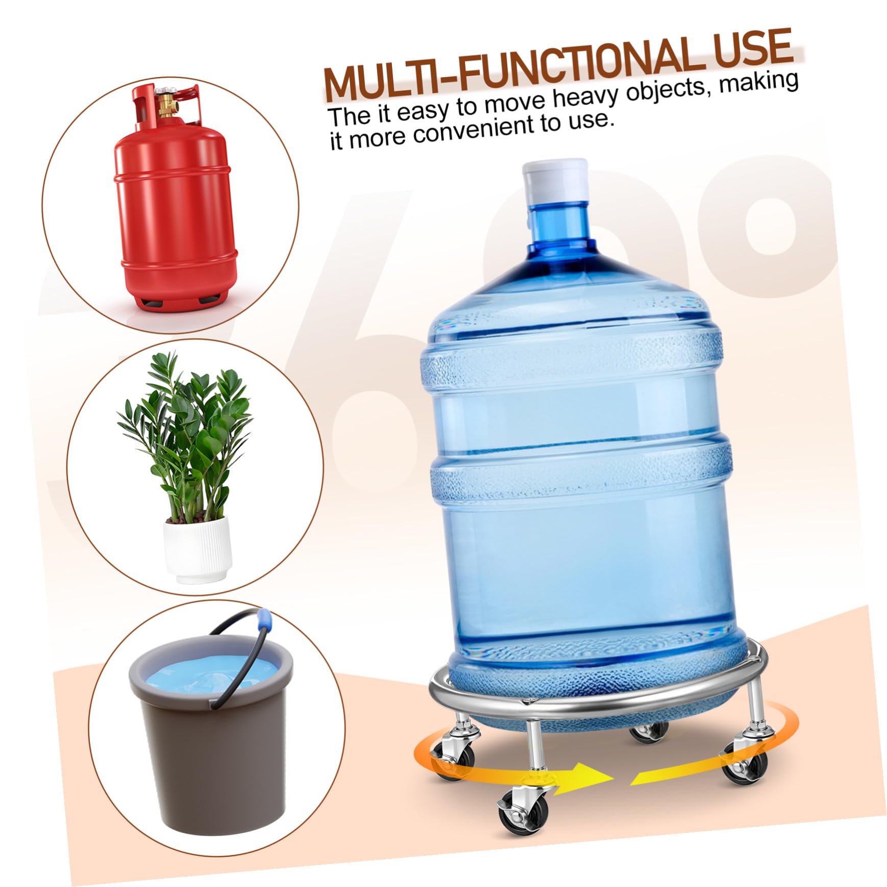 Support Mobile pour Bouteille de Gaz Acier Inoxydable avec roulettes et Frein Plateau Stable pour Cylindre Propane Facilitant Le Transport et Usage Quotidien