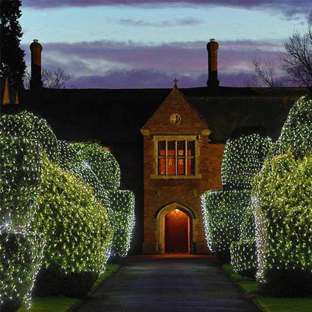 Lot de 2 rideaux lumineux 100 LED à piles 8 modes 1,2 x 1,9 m étanche grand angle LED pour sapin de Noël, patio, portail, cour, fête, mariage et décoration de vacances (LED blanche)