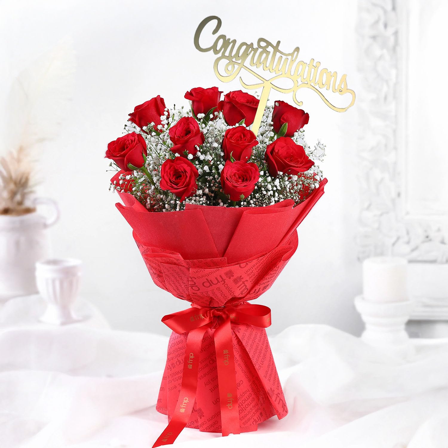fnp Love Infused Wishes Rose Bouquet For Birthday Gift, Anniversary Gift, Women's Day Gift, Valentine's Day Gift & Gift For Special Occasion (Same Day Delivery)-image-0