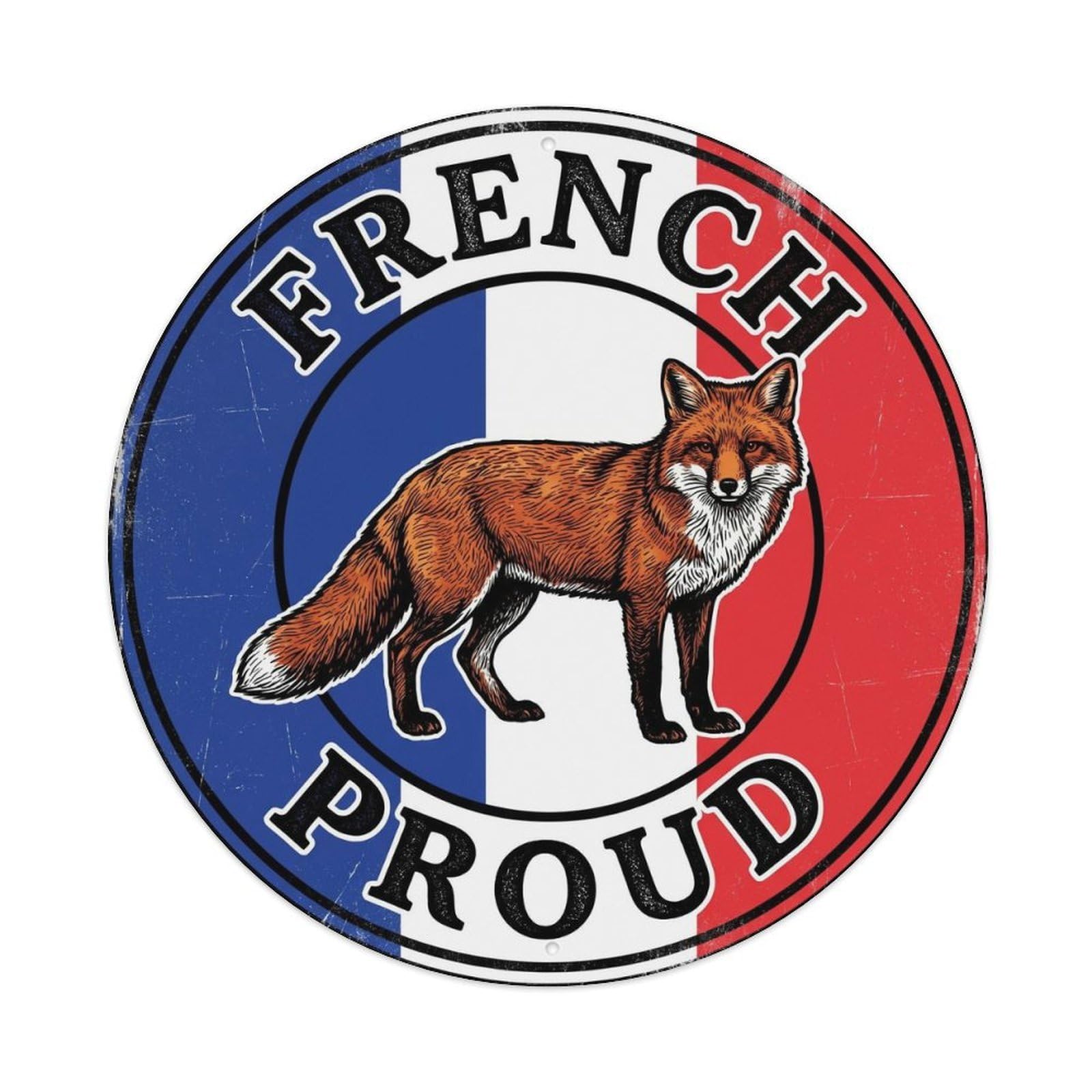 Olhnbad Style French Proud Fox Wildlife National Emblem Metal Tin Sign