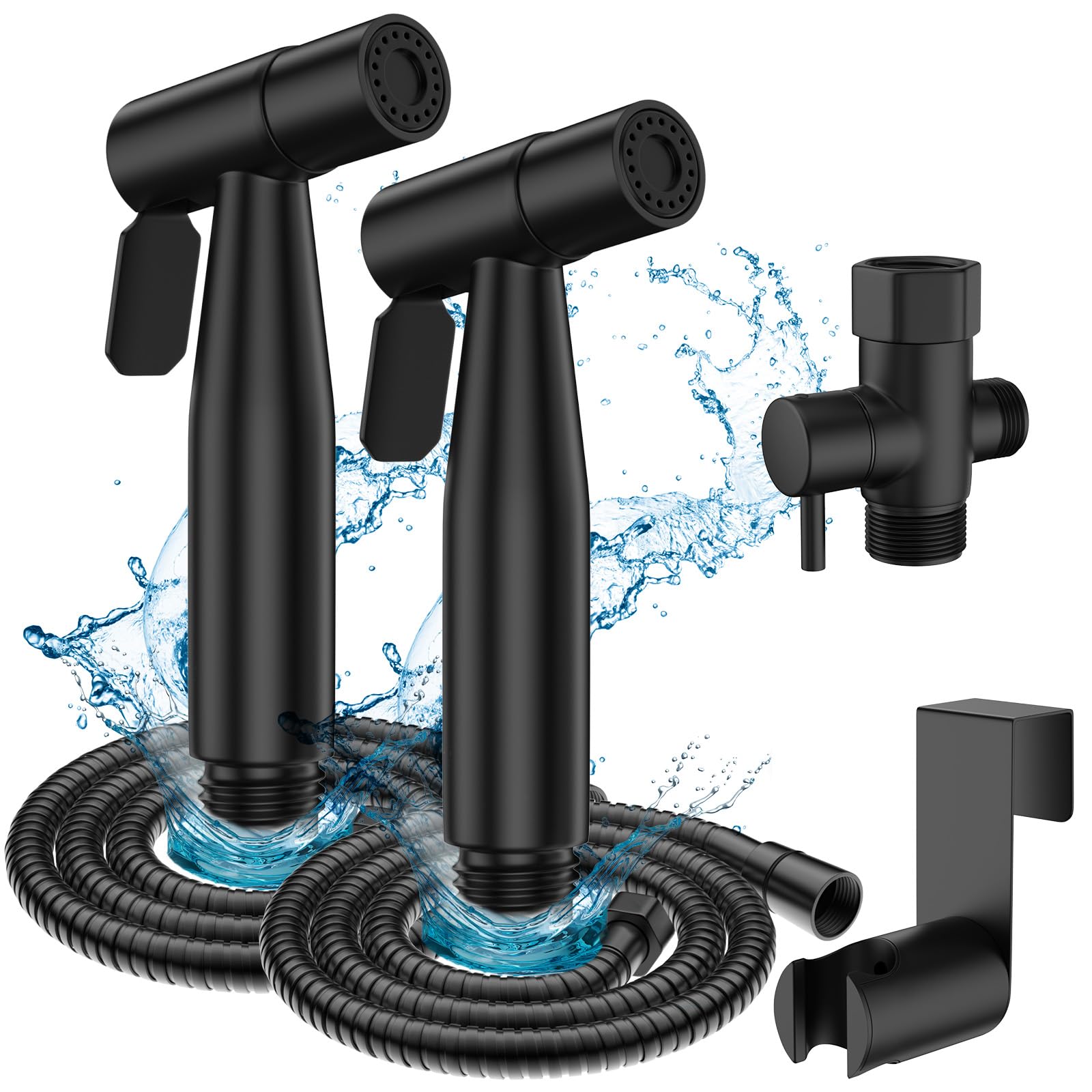 Handheld bidet sproeier kit, zwart toilet bidet kraan, wandmontage roestvrij staal badkamer doek luier sproeier kit, spuitpistool set met hoek ventiel (kleur: spuitpistool set met hoekventiel Handheld bidet sproeier kit, zwart toilet bidet kraan, wandmontage roestvrij staal badkamer doek luier sproeier kit, spuitpistool set met hoek ventiel (kleur: spuitpistool set met hoekventiel
