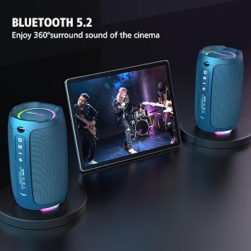 ZEALOT Bluetooth Speaker, Portable Speaker for Beach, IP67 Wterproof, 20W Parlantes Bluetooth, Wireless Outdoor/Home Use, Loud Stereo Sound, Dual Pair, BT5.2/ USB/TF Card/AUX, for Outdoor Home-Blue