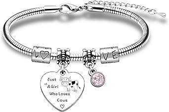 QMVMV Funny Cow Bracelets Gifts Animal Lover Gift Just A Girl who loves Cows Lover Gift For Women Girls