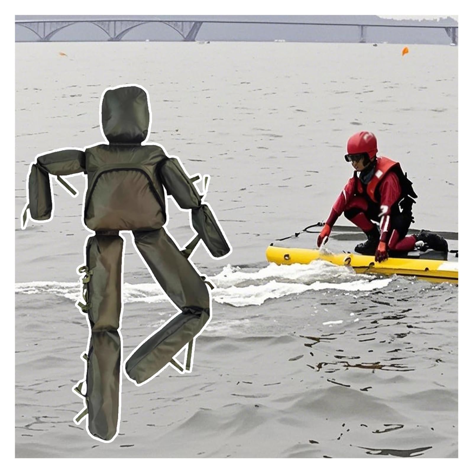 Water Life Saving Training Dummy, Foldable Drowning Drill Model for Kids/Adults, with Alloy Zipper, Heavy Duty Fire Training Drill Dummy for Grappling and Boxing, 5ft(Gray-22 lbs,68.9in)
