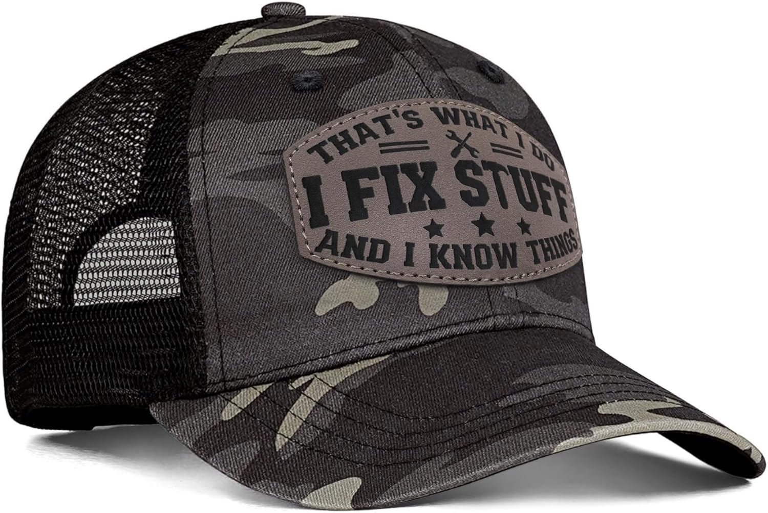 Funny Mens Trucker Hats - I Fix Stuff and Know Things Hat for Men Dad Father Uncle - Adjustable & Breathable Casual Wear - Image 3