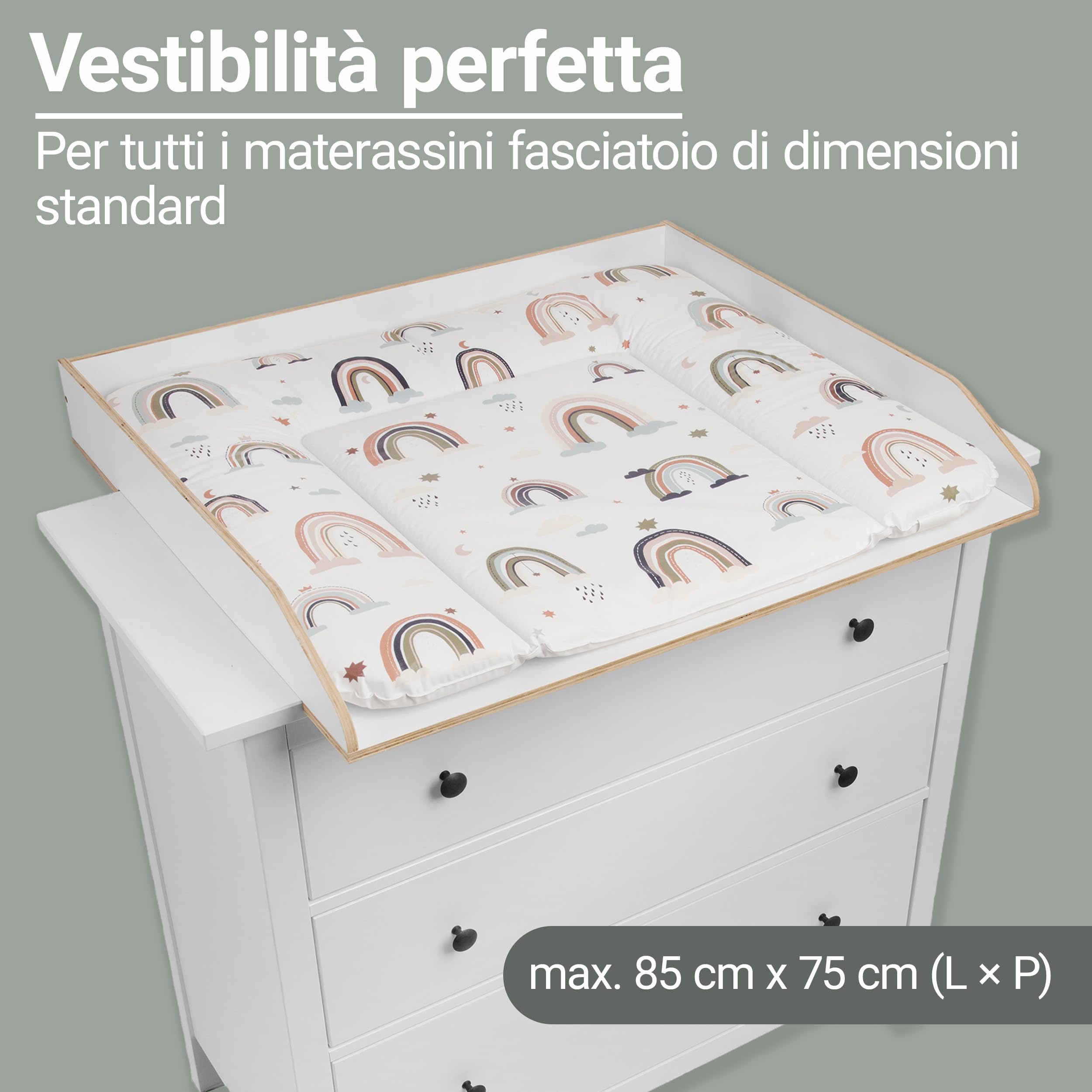 Jonka Piano Fasciatoio per Cassettiera IKEA Hemnes 108 160 cm Legno Naturale Bianco DIN EN 12221