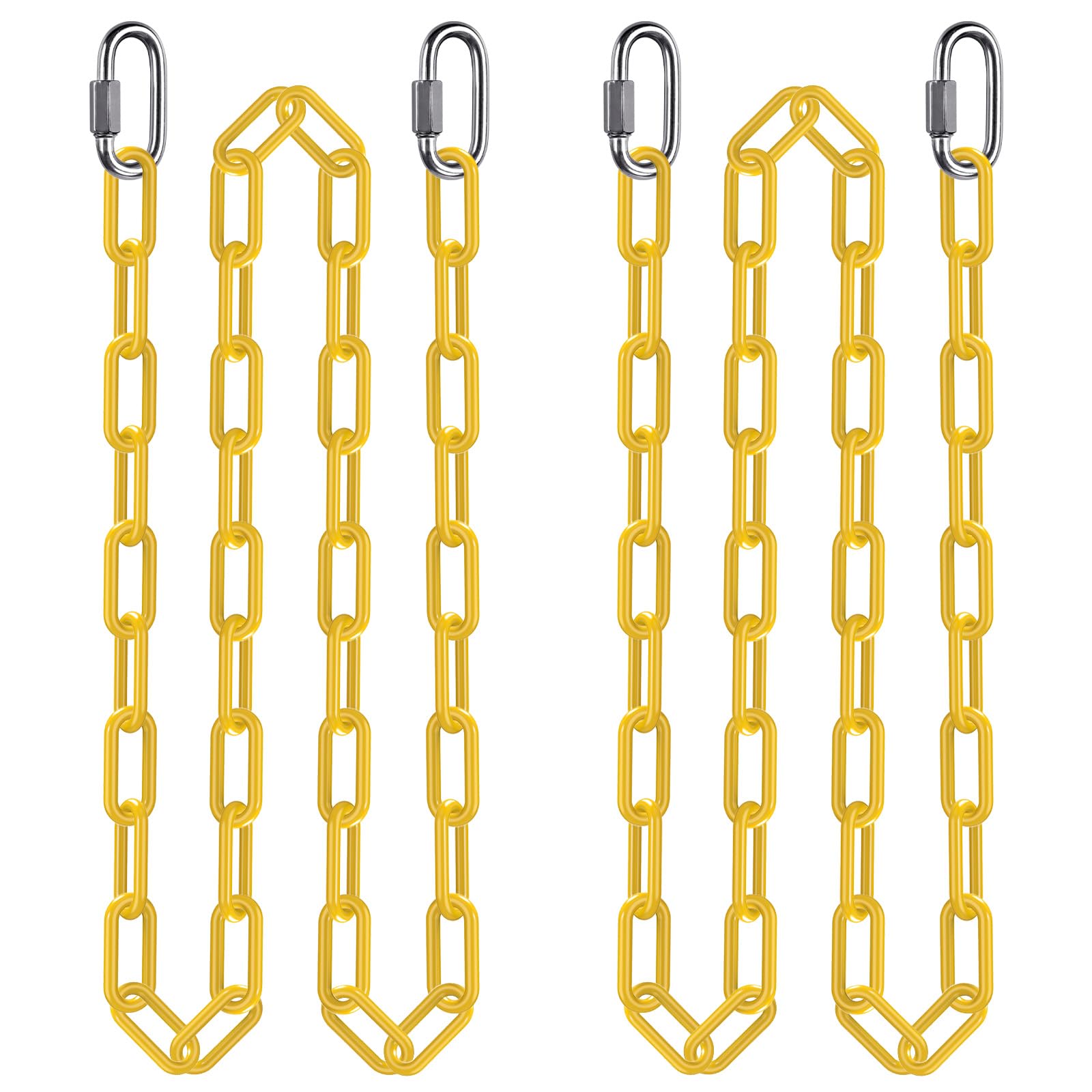 BeneLabel 2pcs Swing Chains, 250cm Hammock Chair Chain Heavy Duty Adjustable Metal Boxing Hanging Supplies with Carabiners Colored Punching Bag Sandbag Extender Kit, 5mm Diameter,1000lbs/Yellow