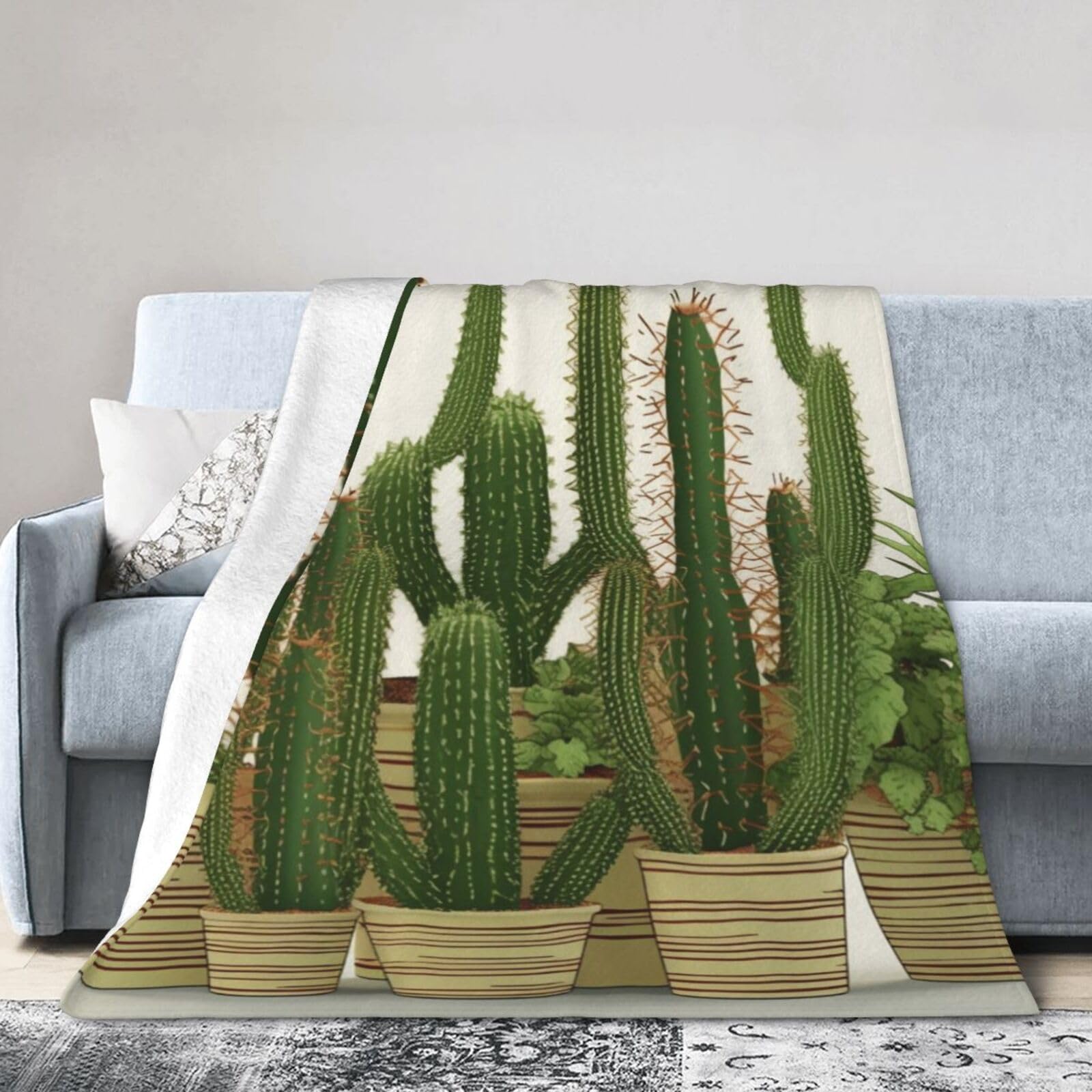 Couverture micro-polaire cactus : résout le problème des plaids rêches