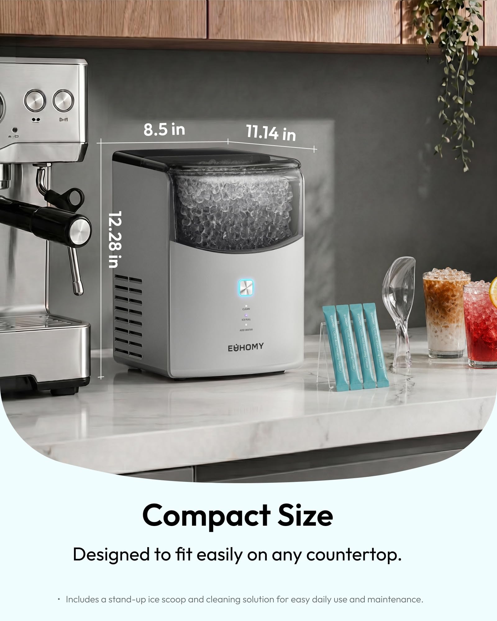 Nugget Ice Maker Countertop, Silonn Chewable Pellet Ice Machine with Self-Cleaning Function, 36lbs/24H Portable Ice Makers for Home Kitchen Office, Black product image 13