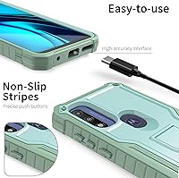 Vista 2 de ExoGuard Funda para Moto G Pure, funda de goma a prueba de golpes de cuerpo completo con protector de pantalla de vidrio templado con soporte Verde