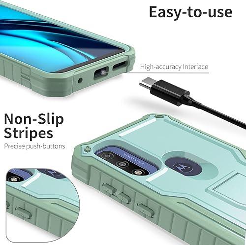 Miniatura 2 de ExoGuard Funda para Moto G Pure, funda de goma a prueba de golpes de cuerpo completo con protector de pantalla de vidrio templado con soporte Verde