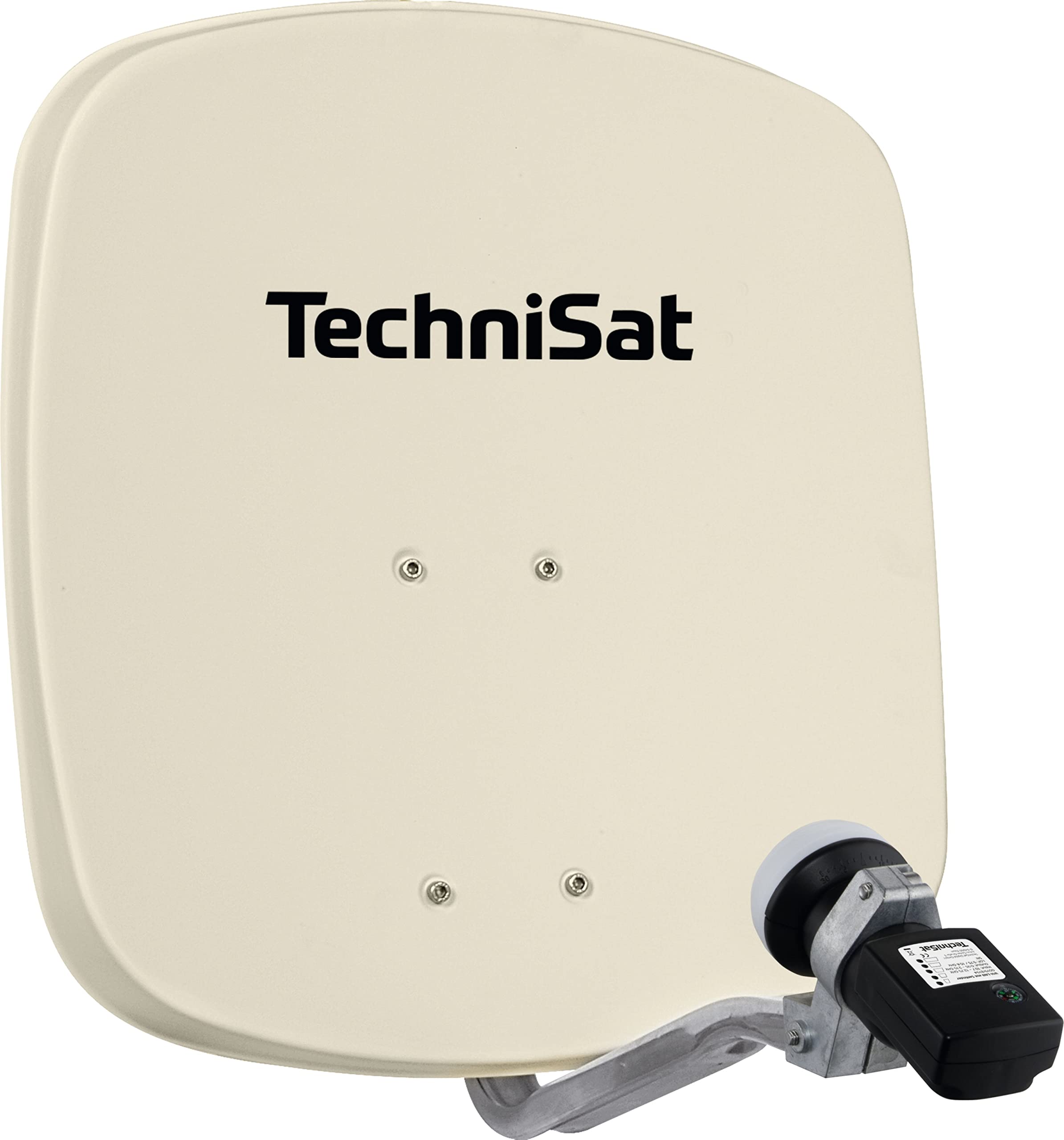 TechniSat DIGIDISH 45 - Antenna parabolica per 1 partecipante (piccola antenna parabolica di 45 cm - set completo con supporto a muro e cercatore di satelliti V/H-LNB) beige