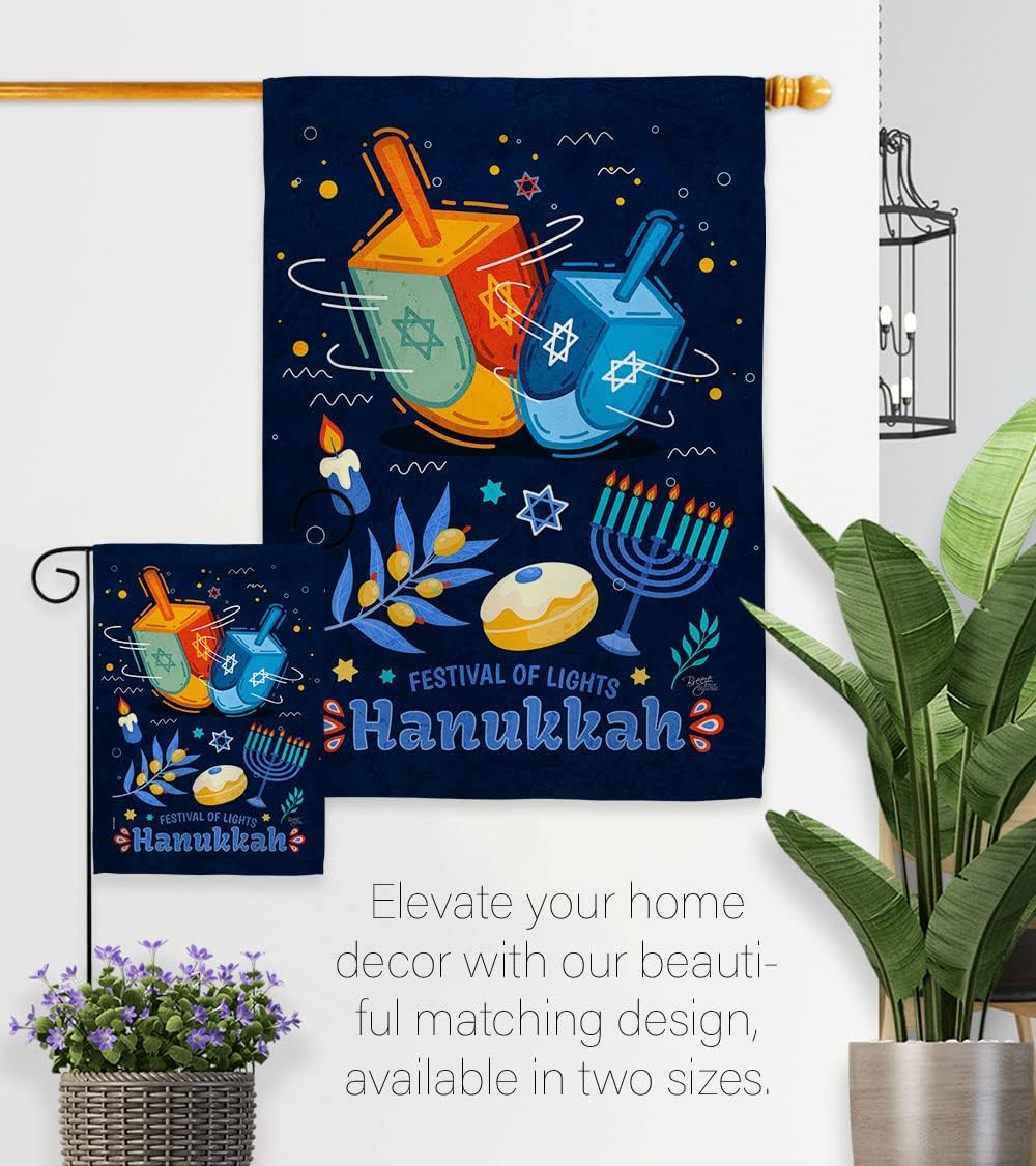 Breeze Decor Festival of Lights Winter Hanukkah Candle Bonsai Menorah Jewish Chanukah David Decoration Banner Small Garden Yard Gift Double-Sided, House Flag 28" x 40", Thick Fabric