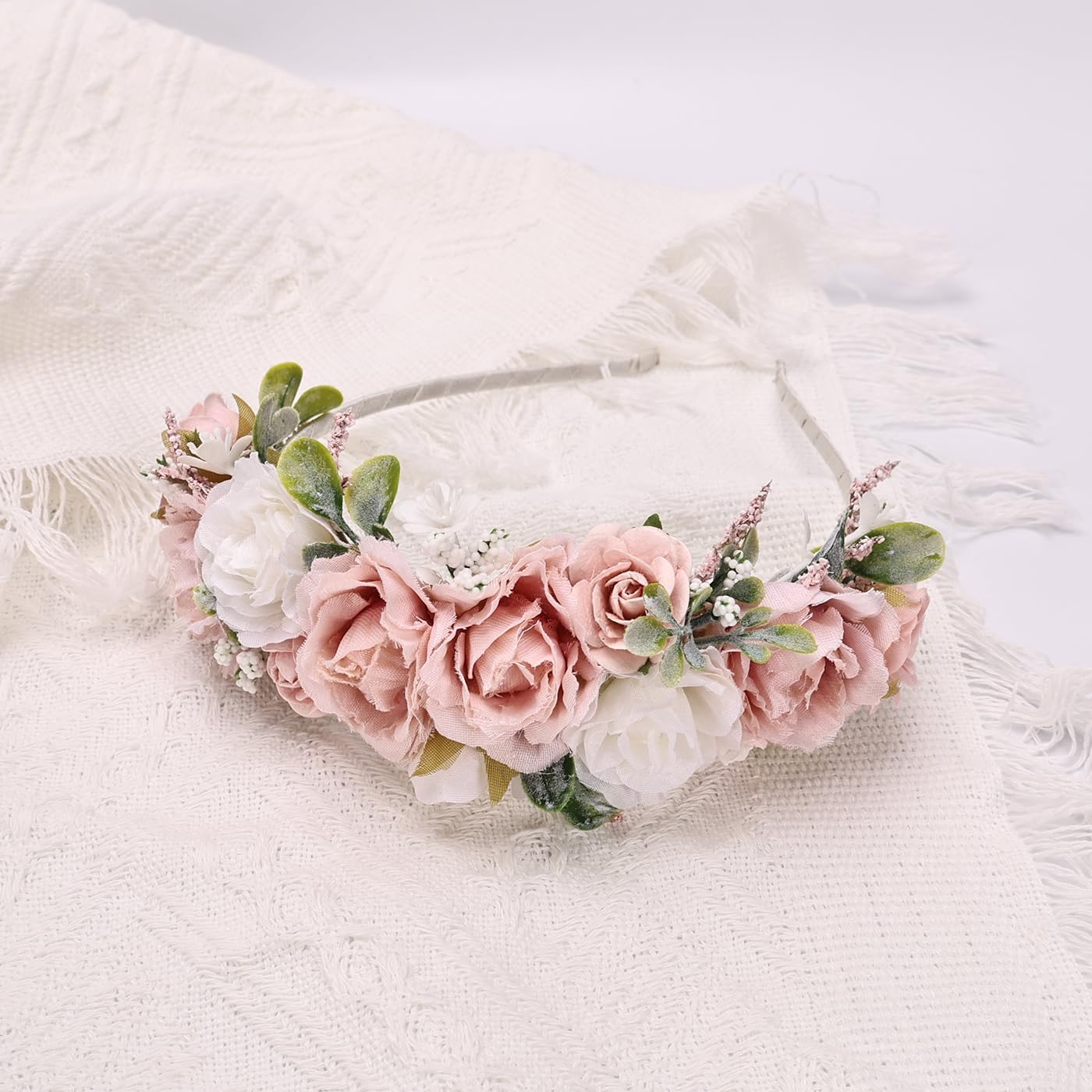 ブラッシュ フラワークラウン ヘアバンド 女の子 誕生日パーティー フローラル プリンセス ヘッドバンド リトルブライドメイド ウェ