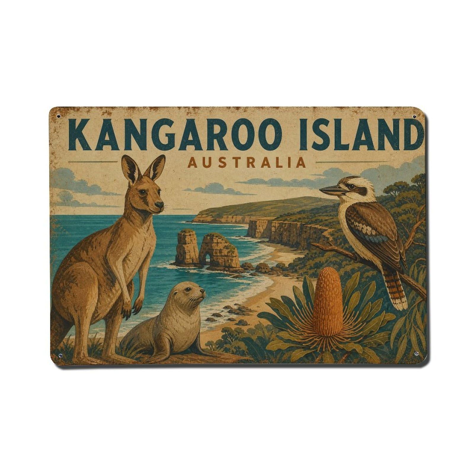 Metal Tin Sign Retro Travel Australia Kangaroo Island