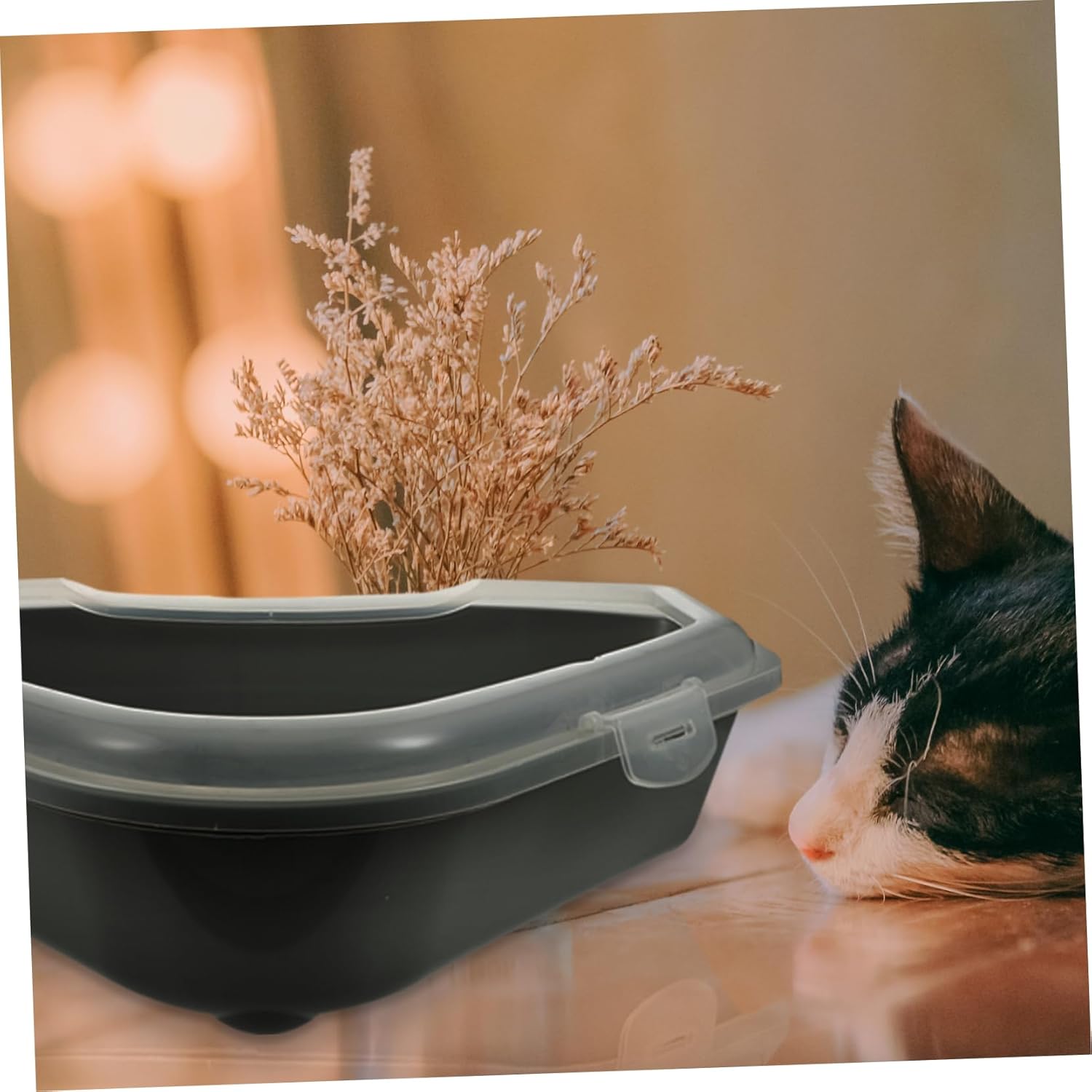 Semi-Closed Cat Litter Box for Kittens Large -Spill Design for Easy Cleaning for Indoor Use and Patios Pet Toilet