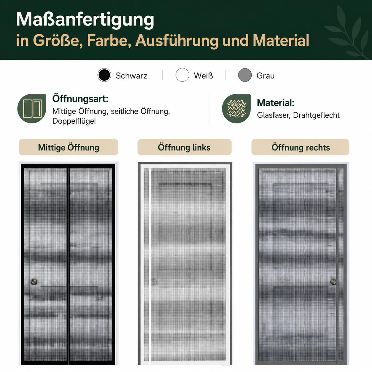 Maßgeschneidertes Fliegengitter Tür Magnet, Passgenau nach Ihren Maßen individuell anfertigbar, Extra starke Magnete & selbstschließender Insektenschutzvorhang für Balkontür, Terrassentür
