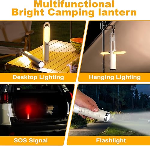 Miniatura 2 de Linterna LED para campamento, luz de emergencia recargable para cortes de energía, linterna portátil al aire libre, 9 modos, lámpara colgante ligera